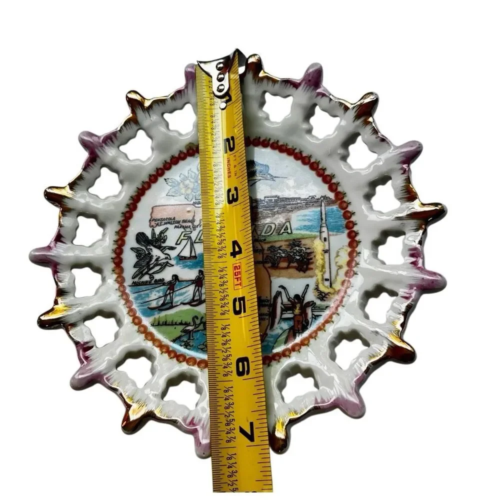 Vintage 1960’s Florida Porcelain 8.25” Plate Souvenir Travel Plate Collector's J